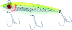 Mirrolure TTR-CFPR close-up showing finish and sharp hooks for durability and reliable strikes.