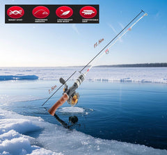 Mirrorever ergonomic ice rod handle designed for comfortable grip in cold weather.