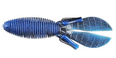 Missile Baits D Bomb 4.5 inch ribbed creature flipping bait for bass, Black/Blue Sliver Hologram Laminate, 25 baits per bag