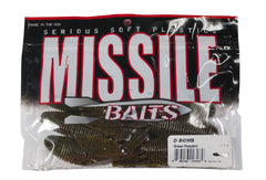 Missile Baits D Bomb Green Pumpkin action shot shows tails flapping during fast retrieves