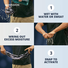 MISSION cooling towel wet-wring-wave activation enables quick refresh