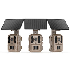 Misstech 4K UHD solar trail camera front view shows sturdy off-grid setup.