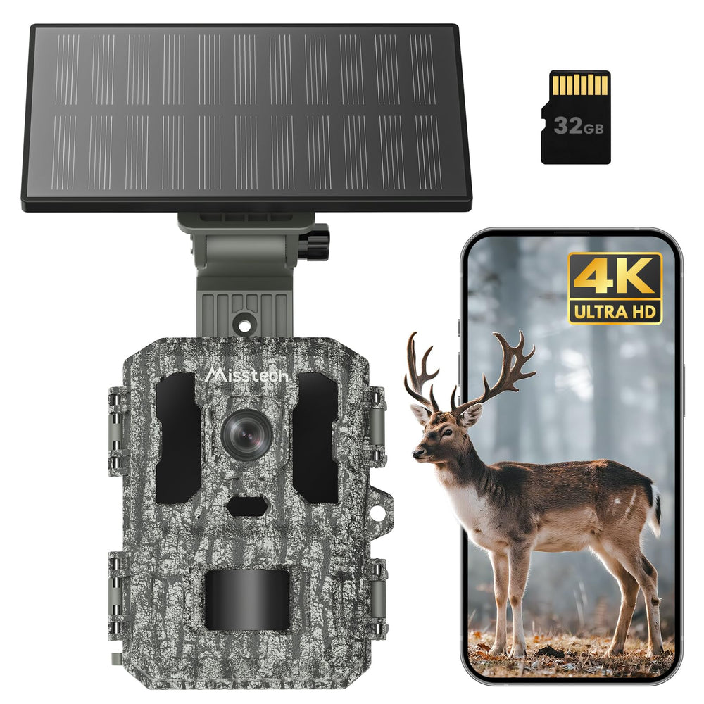 Misstech solar trail camera setup demonstrates easy placement for remote monitoring.