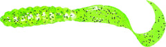 Mister Twister Teenie 2-inch chartreuse-silver tail lure ready for freshwater action