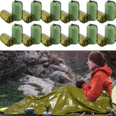 Mixweer emergency sleeping bag folded compact for easy storage and quick deployment.