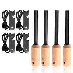 Miyake 4-pack ferro rod firestarter with wood handle for reliable outdoor ignition