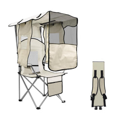MKSY Beach Chair with Shade front view offers sun protection for outdoors comfort.