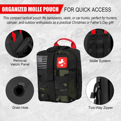 MLIPDC first-aid contents spread highlighting essential medical supplies for hiking emergencies