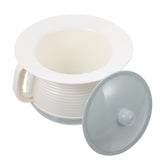 Mobestech chamber pot with blue lid for easy travel and odor control.