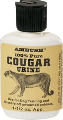 Moccasin Joe Cougar Urine bottle, authentic predator lure for wildlife observation