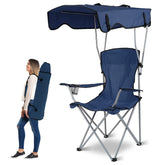 Moclever folding canopy camp chair with sun protection for beach days
