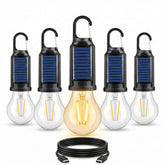 MODOAO solar LED camping light front view, versatile outdoor lantern for tents and trails.
