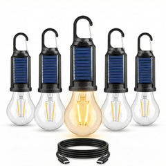 MODOAO solar LED camping light front view, versatile outdoor lantern for tents and trails.
