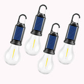 MODOAO 4-pack solar LED camping light, compact pack-ready illumination.