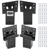 MOFEEZ deer stand bracket assembly demonstrates sturdy 4x4 support for outdoor platforms.