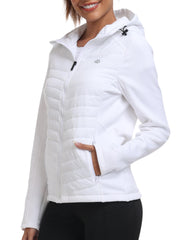 MoFiz women's lightweight warm jacket front view showing outdoor warmth and fit