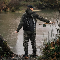 Back view of MoiShow fishing tackle backpack showing adjustable straps