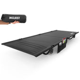 Mojest Ultralight Camping Cot full assembly demonstrates sturdy, reliable outdoor sleep.
