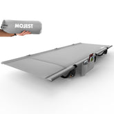 Mojest Ultralight Camping Cot setup with lever-handle for quick assembly.