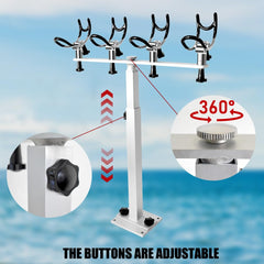 Mojiate boat-mount rod holder on deck demonstrates quick installation and stable setup.