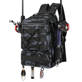 MoKo fishing backpack with rod holder front view