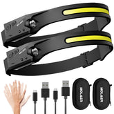MOLAER LED headlamp 2-pack set enables hands-free night tasks.