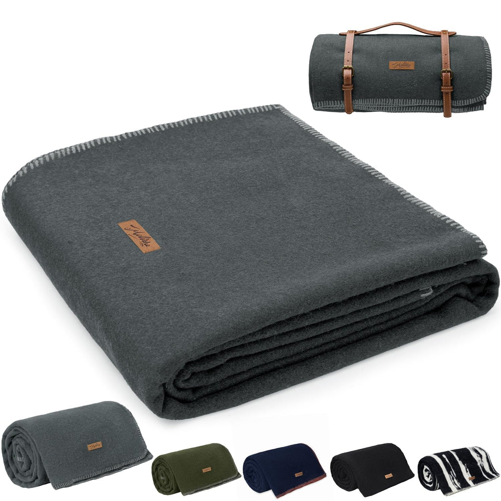 Molithe wool blanket 62x86 packaged for travel warmth and storage.