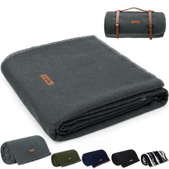 Molithe wool blanket 62x86 packaged for travel warmth and storage.