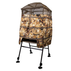 Momarsh Invisi Chair Blind System with pivoting mud feet for stable concealment on uneven terrain.