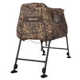 Momarsh Invisi Lab dog blind in Shadowgrass camouflage for field concealment.