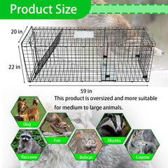 Mondogreet heavy-trap release-door open for easy relocation of captured animals.