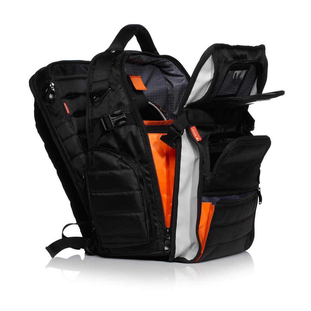 MONO EFX Flyby backpack with stand-up design keeps gear organized and protected on tour.