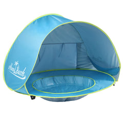 Monobeach baby shade tent open view showing shaded infant play area