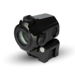 Monstrum 2X flip-to-side magnifier mounted on optic enables rapid magnified to unmagnified transition.