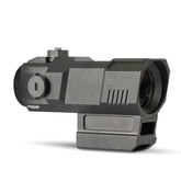 Monstrum Cyborg 5X Prism Scope assembly close-up for mounting compatibility.