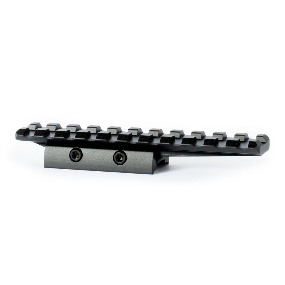 Monstrum low profile dovetail to picatinny mount on 11-slot rail for forward-positioned optics.