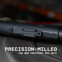 Monstrum Mossberg mount displays footprint patterns with compatibility guidance for red dots.