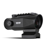 Monstrum Ruckus Pro 5X prism scope front view highlights compact form and crisp optics