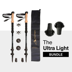 Montem Ultra Light carbon fiber trekking poles feature EVA grips for comfortable, non-slip handling