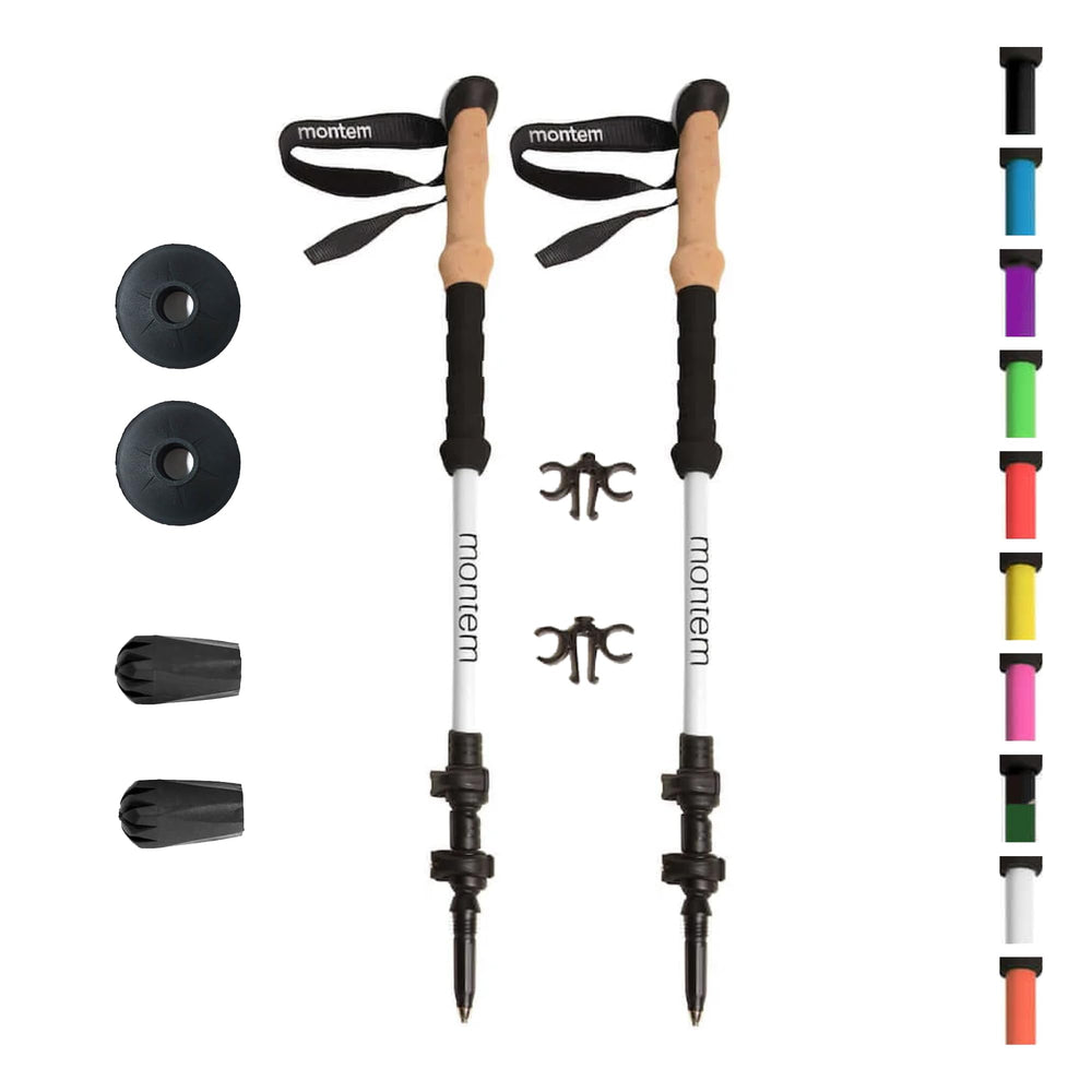 Montem Ultra Strong trekking poles extended length for adjustable hike comfort.