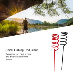 Close-up of metal spiral fishing rod holder with durable construction