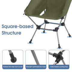 MOON LENCE Camping Chair Plus anti-sinking feet prevent wobble on soft surfaces.