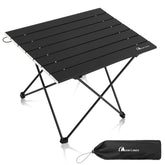 Moon Lence folding table in assembly view shows sturdy aluminum frame for outdoor meals.
