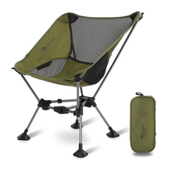 MOON LENCE Green Plus ultralight folding chair shown in compact backpacking form for adventures.
