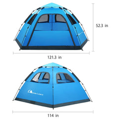Moon Lence tent interior shows spacious 4-5 person room for family camping.