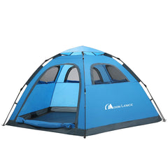 Moon Lence instant pop-up tent top setup demonstrates quick deployment.