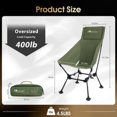 MOON LENCE chair shows 7075 aluminum frame supporting up to 400 lbs