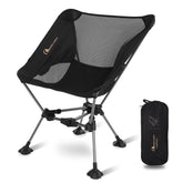 Moon Lence portable camping chair front view with roomy seat for comfort.