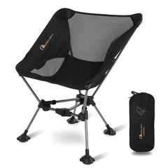 Moon Lence portable camping chair front view with roomy seat for comfort.