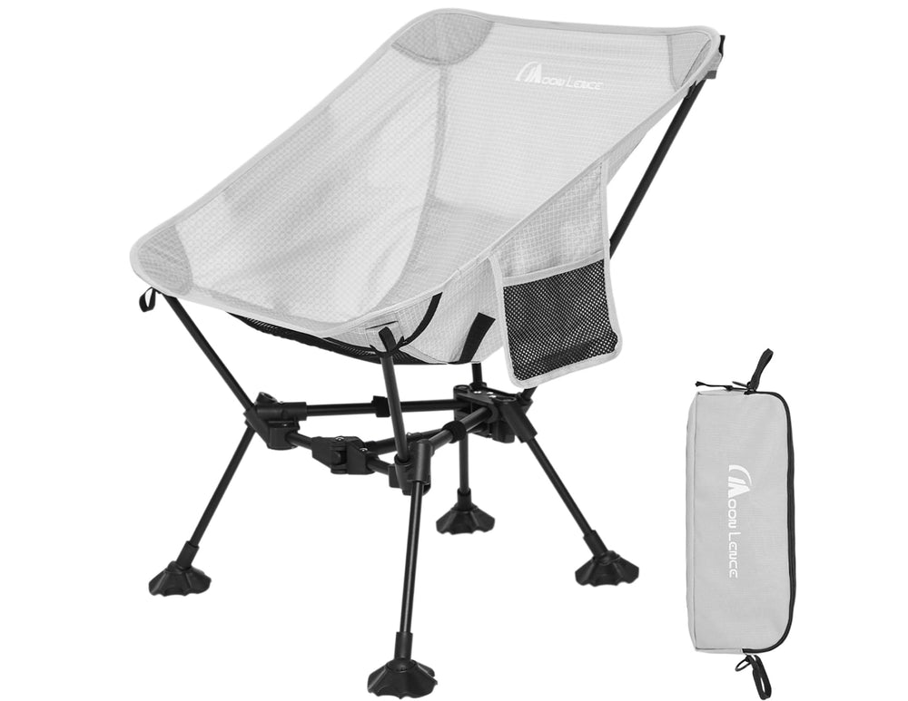 MOON LENCE triangular-base chair assembly for stable outdoor seating on uneven ground.